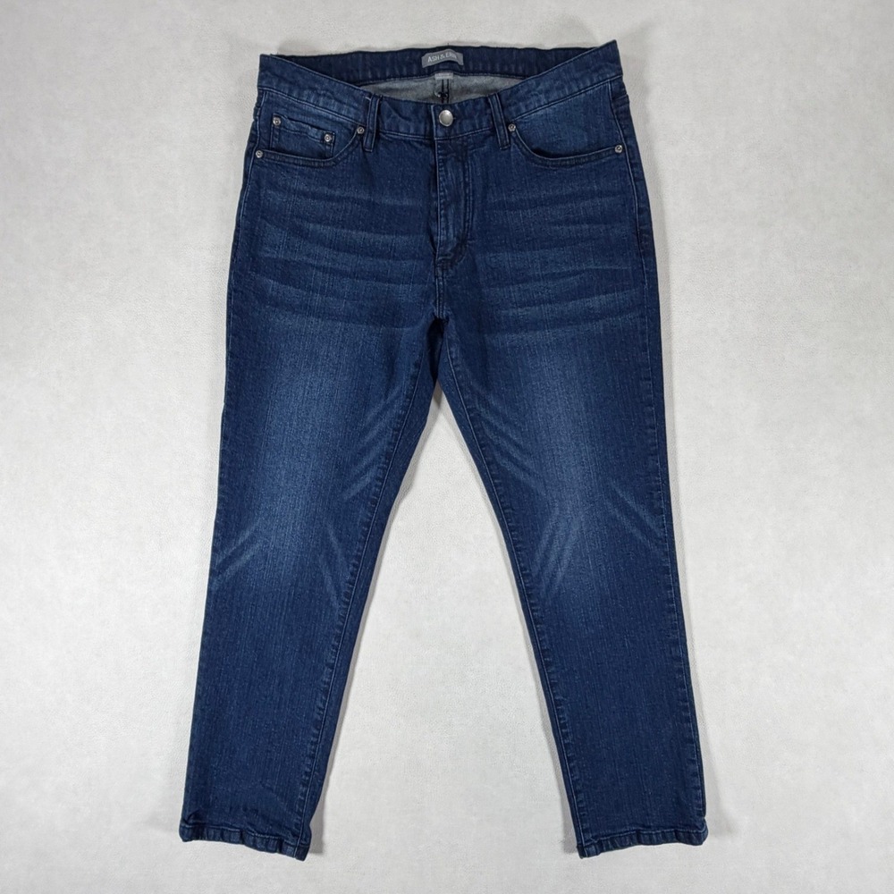 Ash & Erie Mens Slim Fit Jeans 34x27 Dark Wash Blue Stretch Denim Tapered Leg